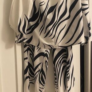 Stylish Black and White Zebra Print Jumpsuit